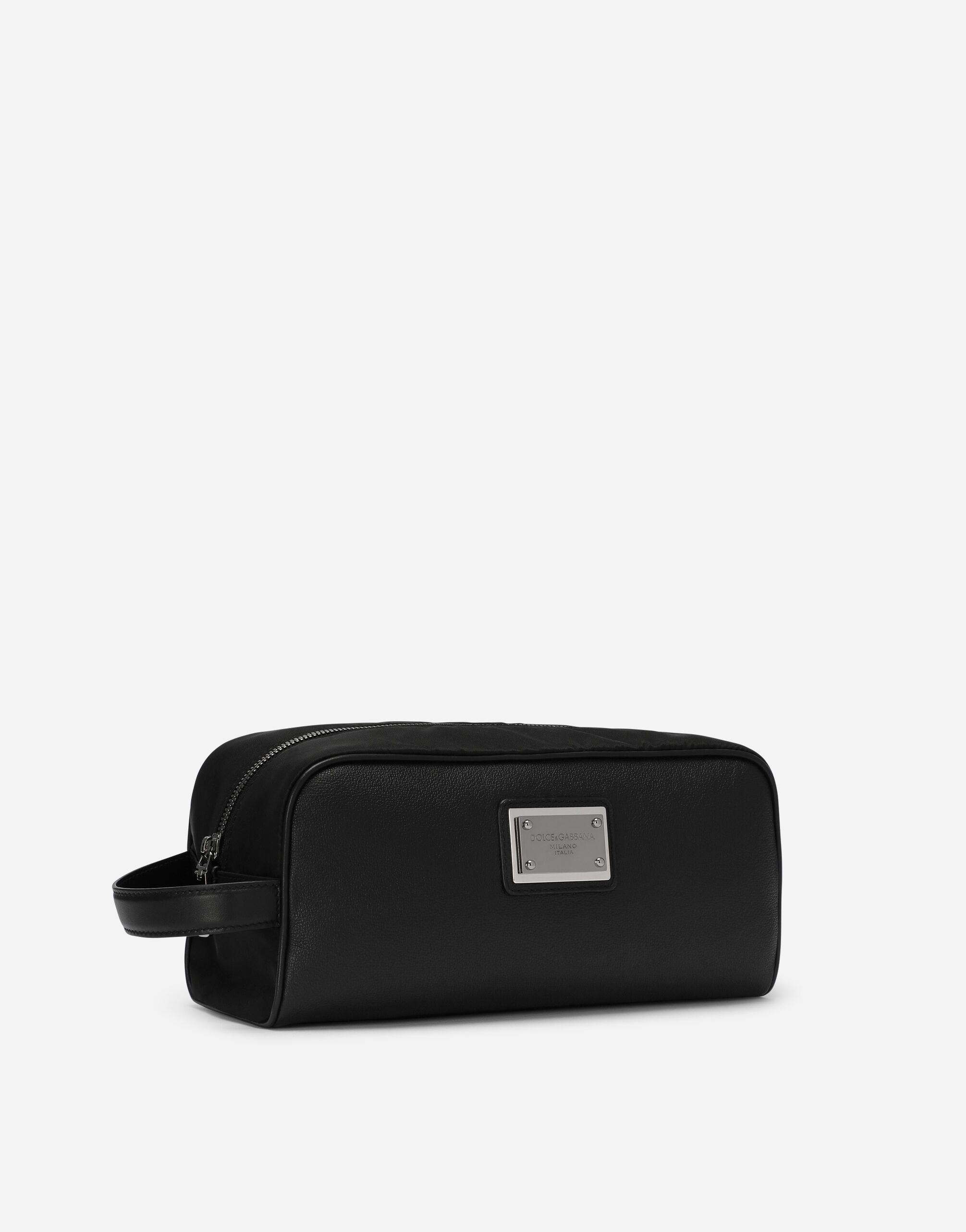 Grainy calfskin and nylon toiletry bag - 2