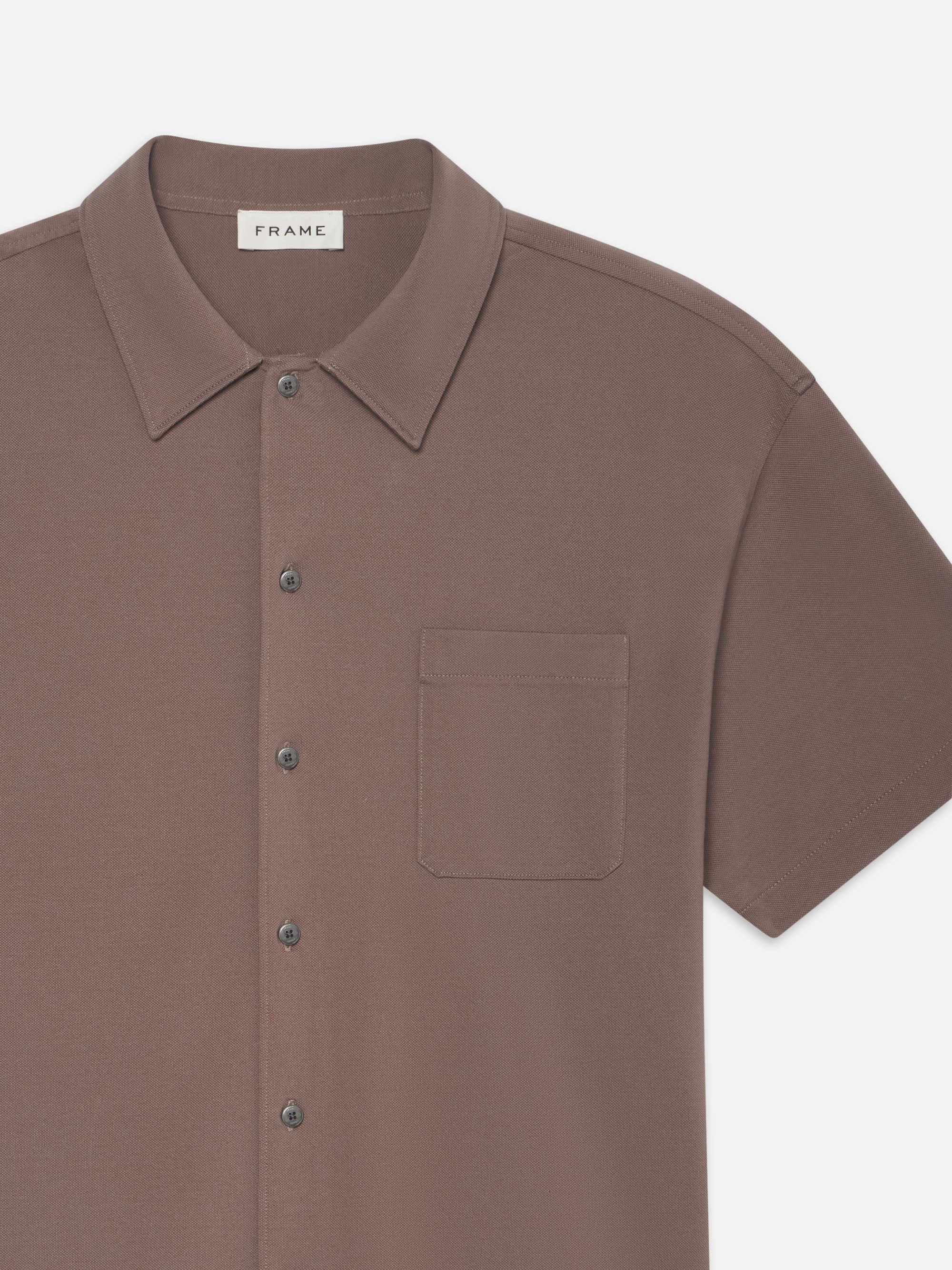 Light Pique Button Down Polo in Mauve - 3