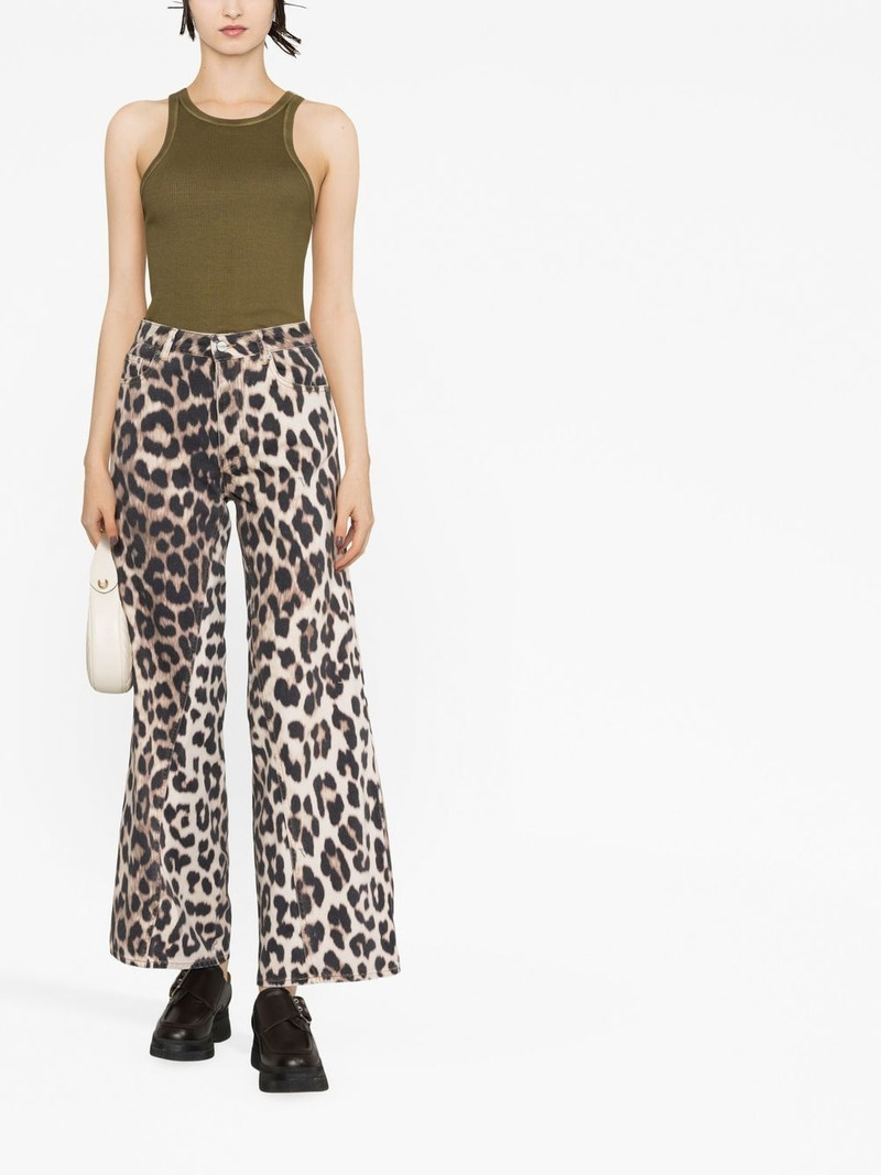 GANNI leopard-print organic cotton trousers outlook