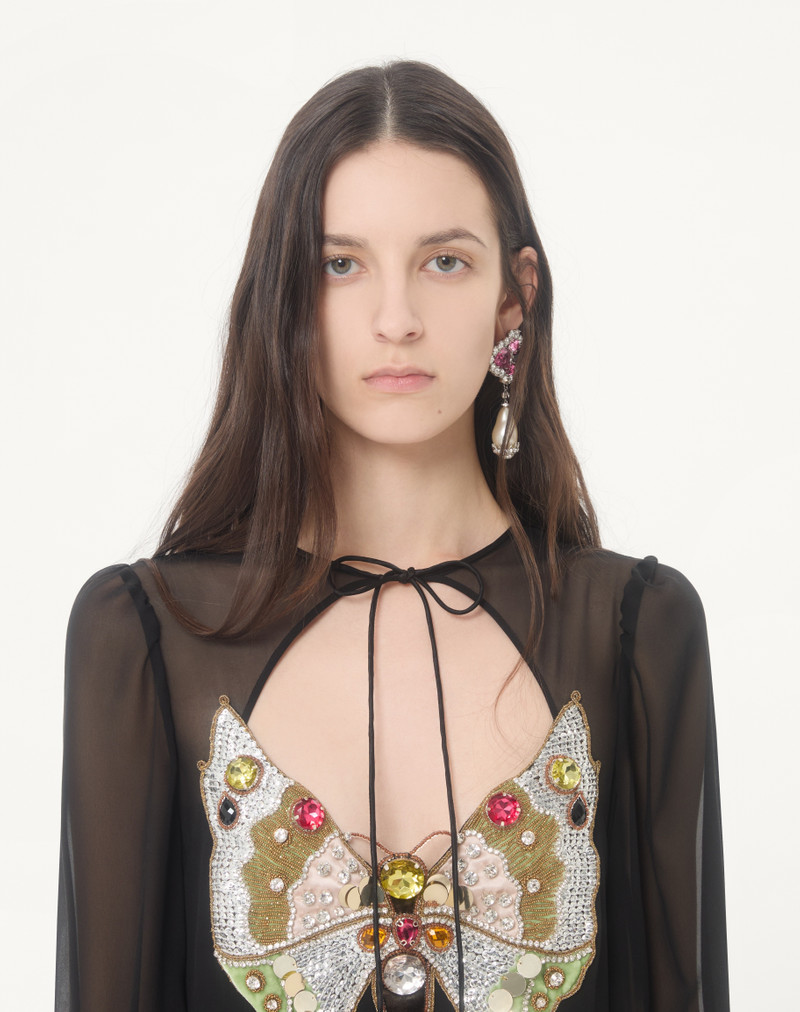 EMBROIDERED GEORGETTE LONG DRESS 3