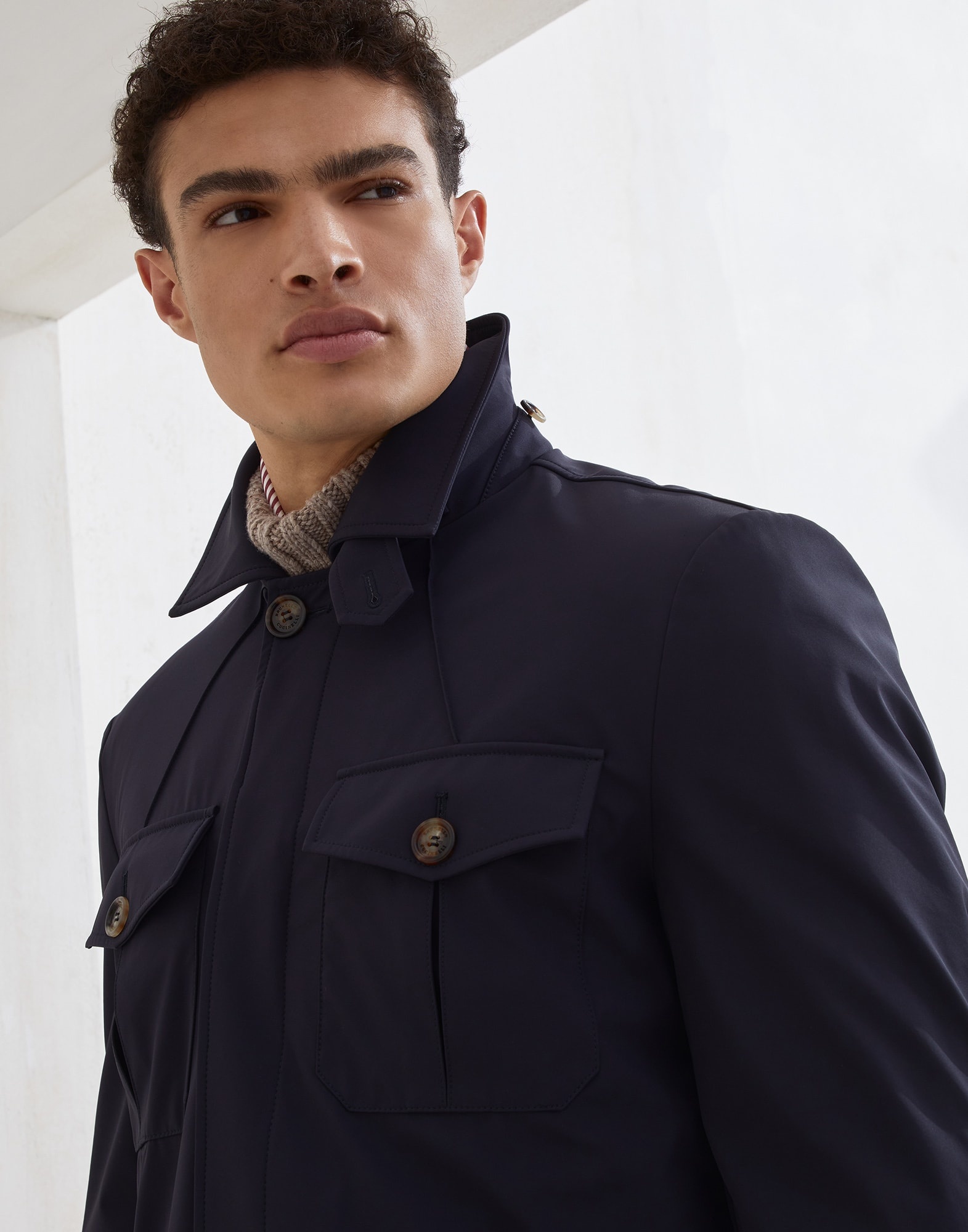 Stretch bonded nylon four-pocket redingote - 3