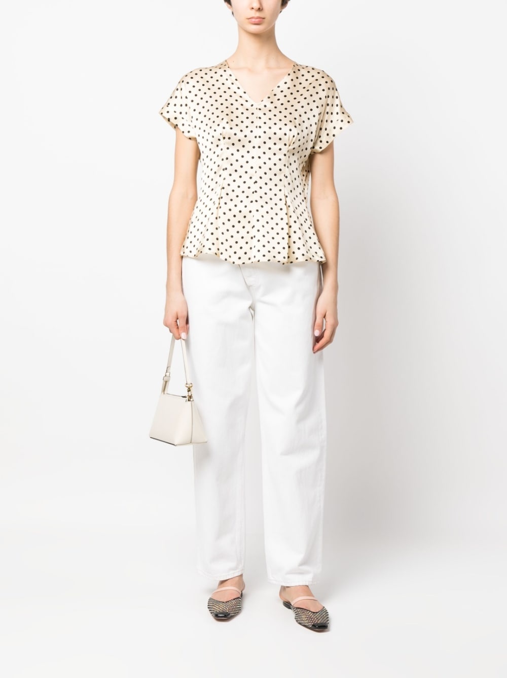 polka-dot flared silk blouse - 2