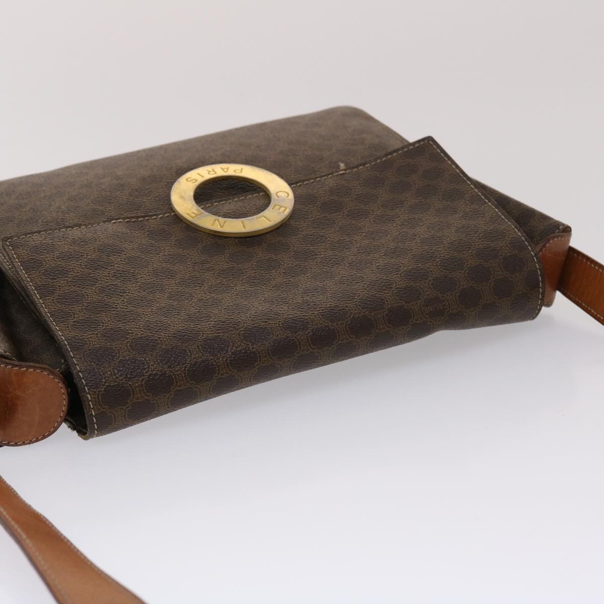 CELINE Macadam Canvas Shoulder Bag Pvc Leather Brown - 6
