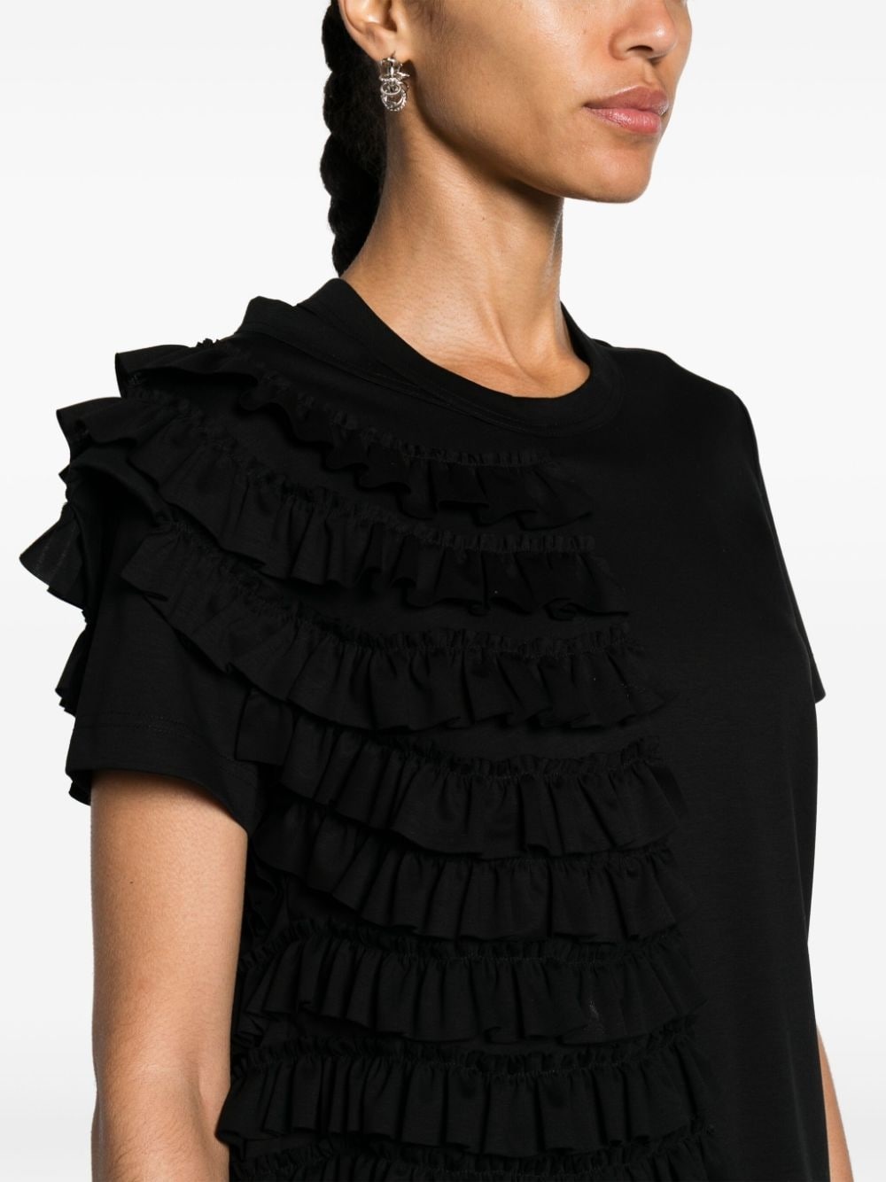 ruffled-layer cotton T-shirt - 5