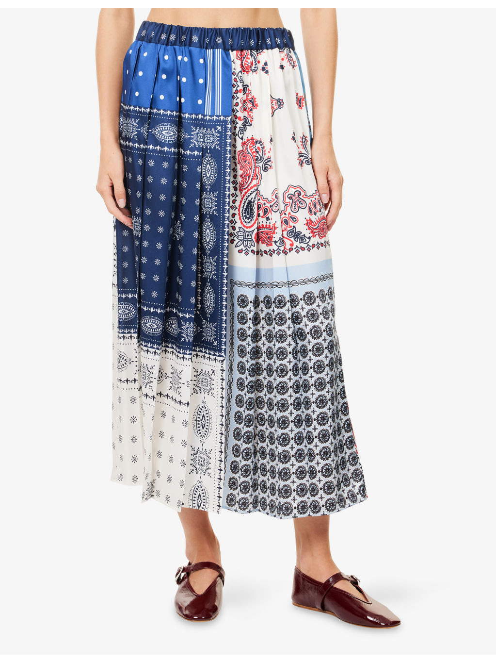 Luna Pleated Woven Midi Skirt - 3