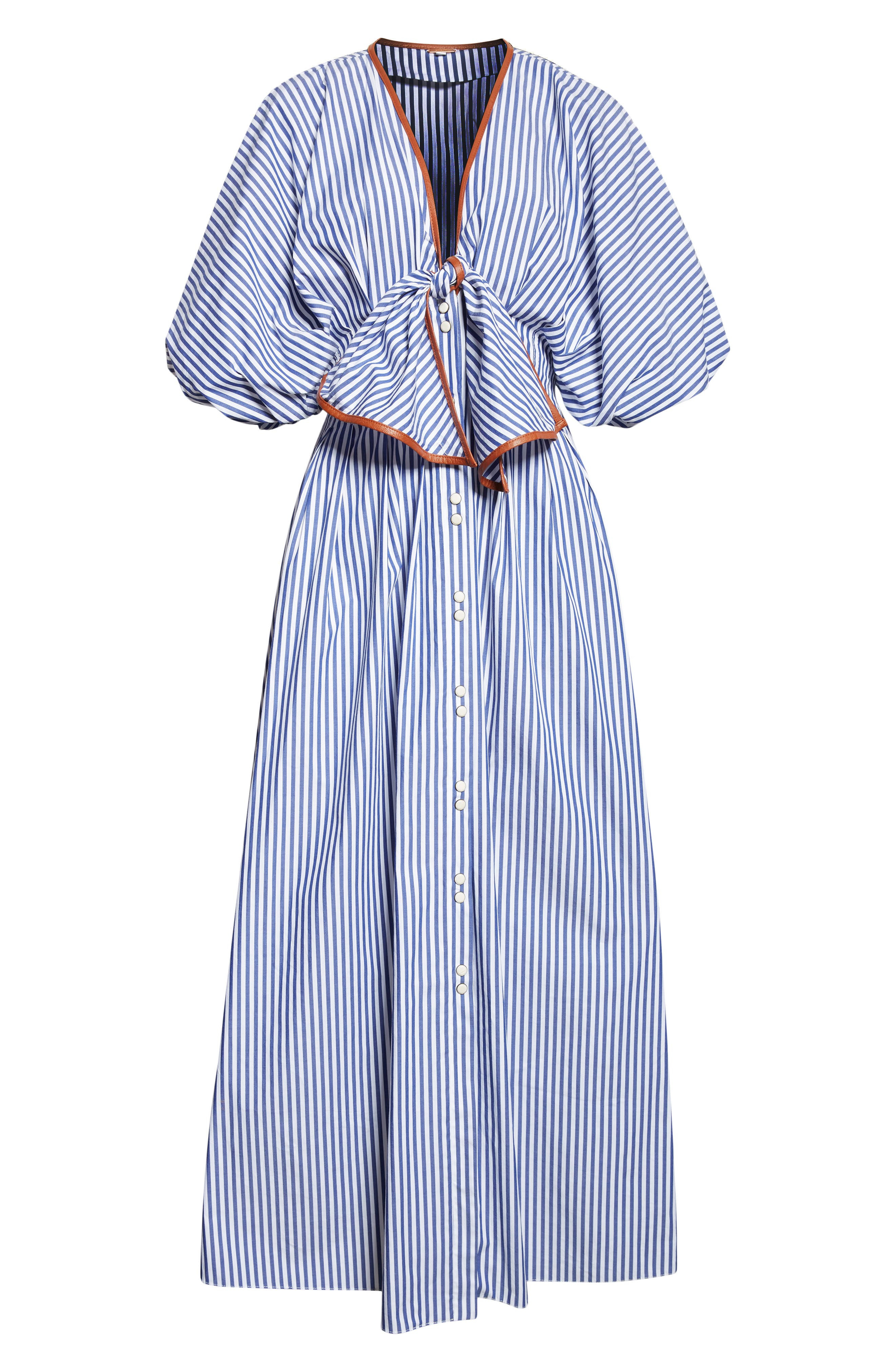 Johanna Ortiz Endless Spring Tie Front Cotton Dress in Off White /Blue at Nordstrom - 5
