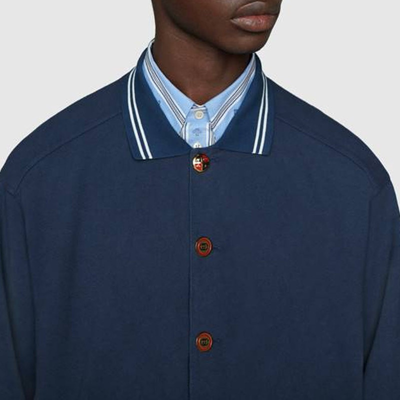 Men's Gucci SS21 Long Sleeves Autumn Blue Polo Shirt 573268-XJA6J-4345 5