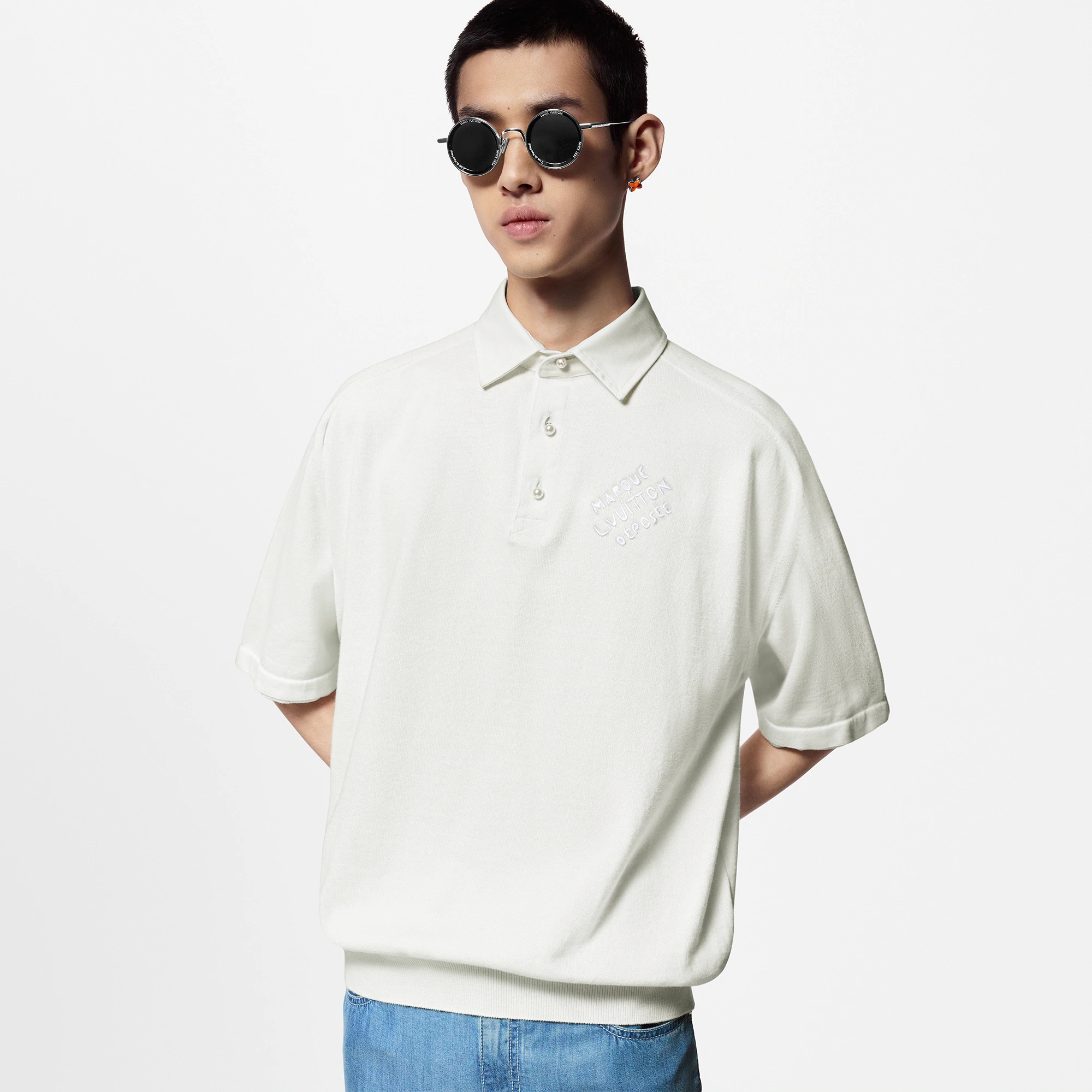 Embroidered Short-Sleeved Cotton Blend Polo Shirt - 2