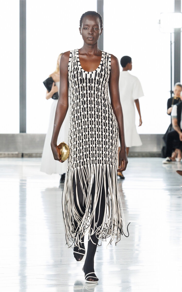 Sonia Fringed Knit Maxi Dress off-white - 2