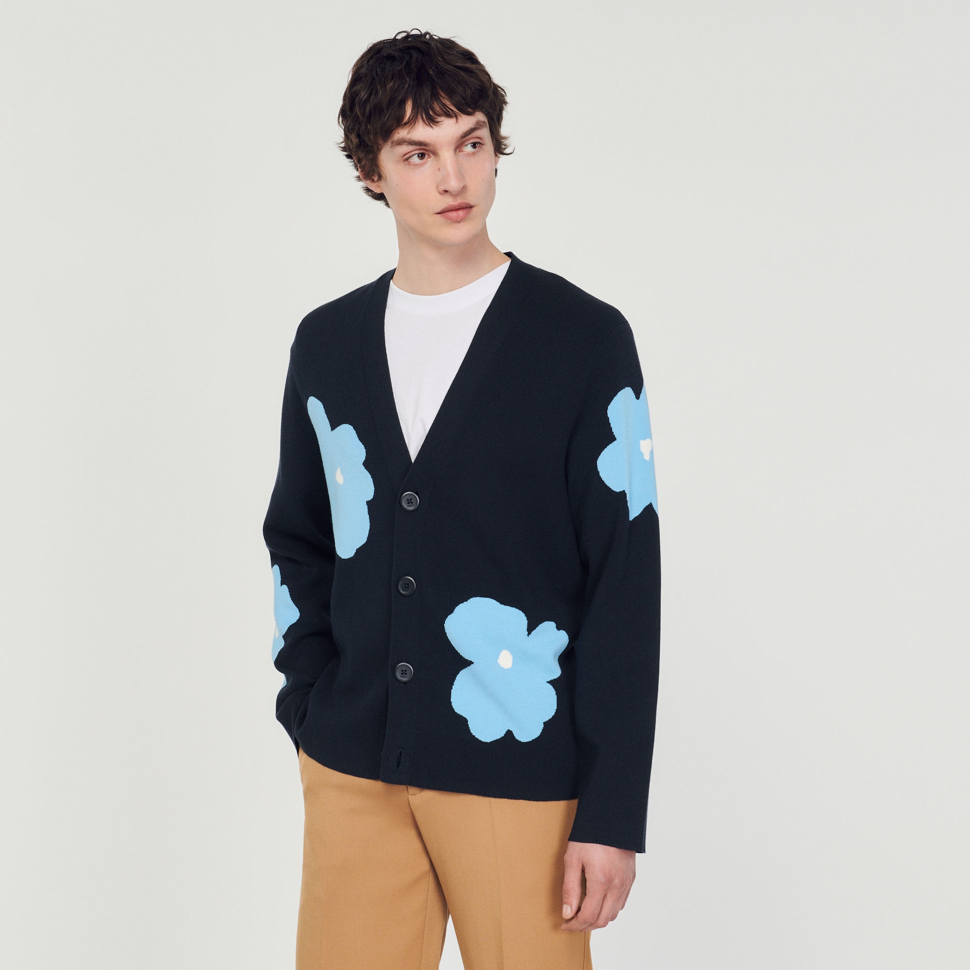 Knit cardigan with flower motifs - 5