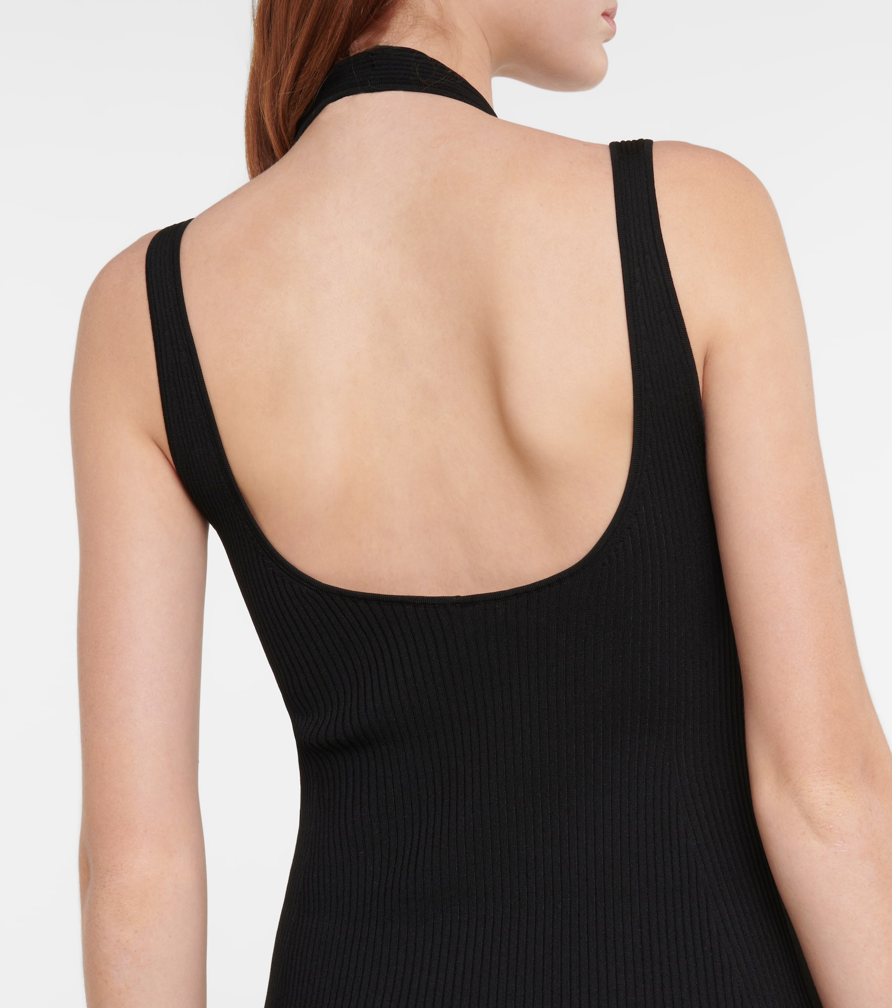 Halterneck ribbed midi dress - 5