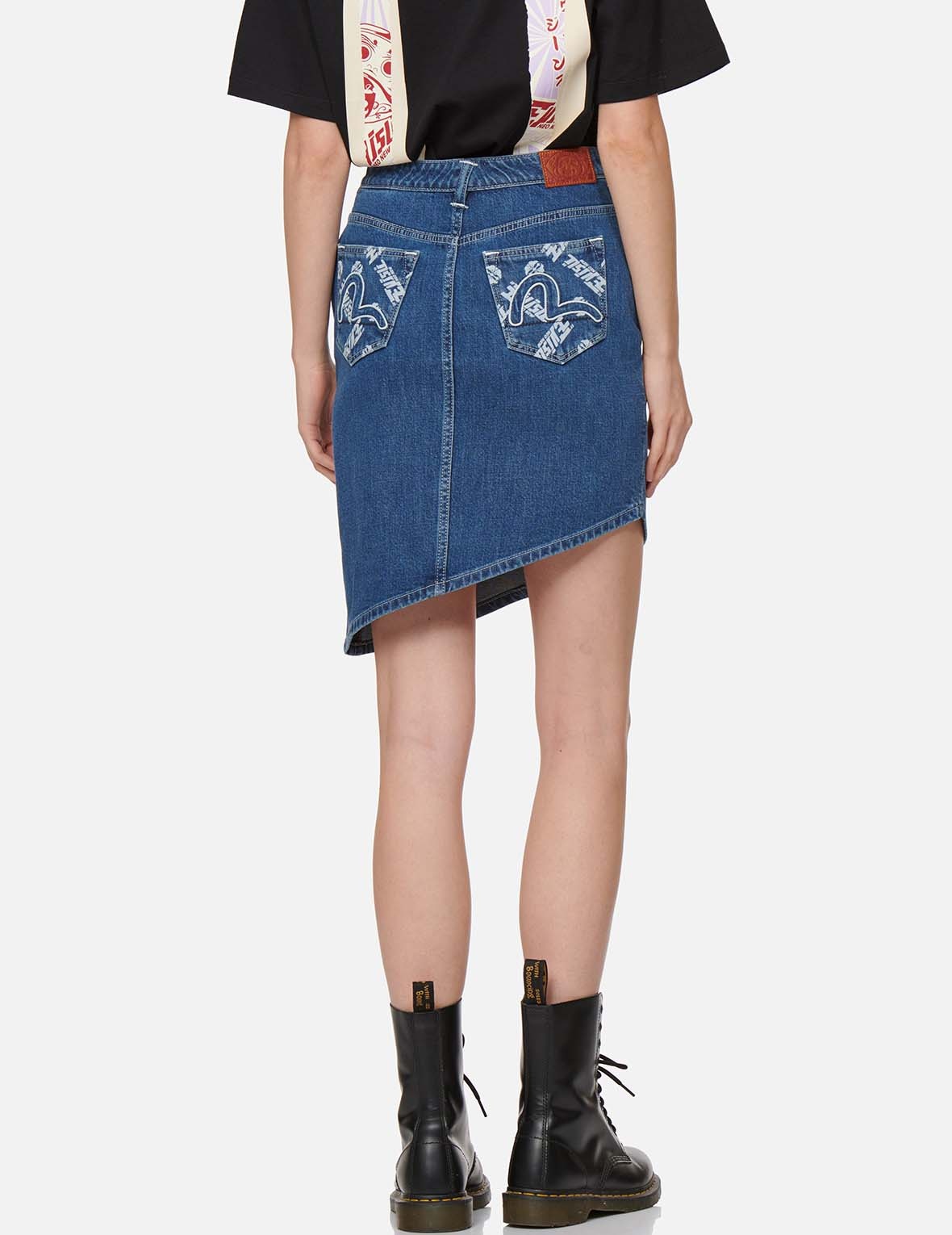 ASYMMETRIC CUT DENIM SKIRT - 3