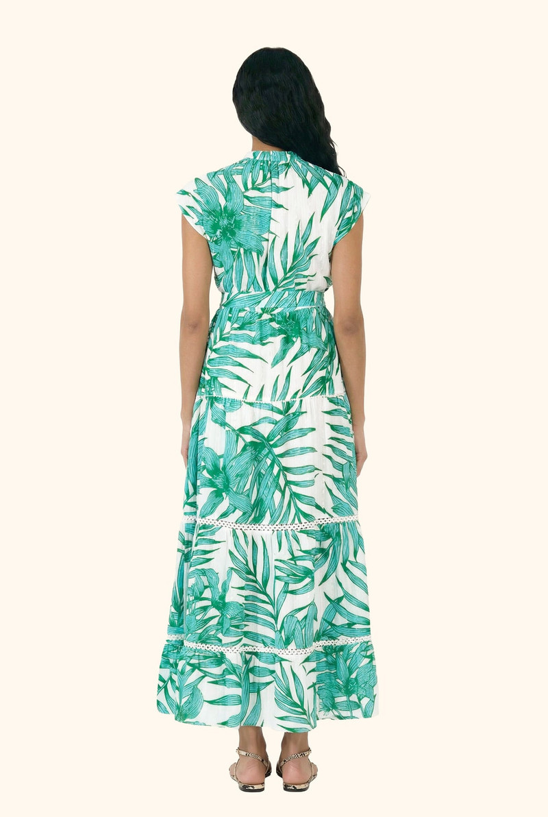 Long Dress Kora - Green Palm Leaf 3