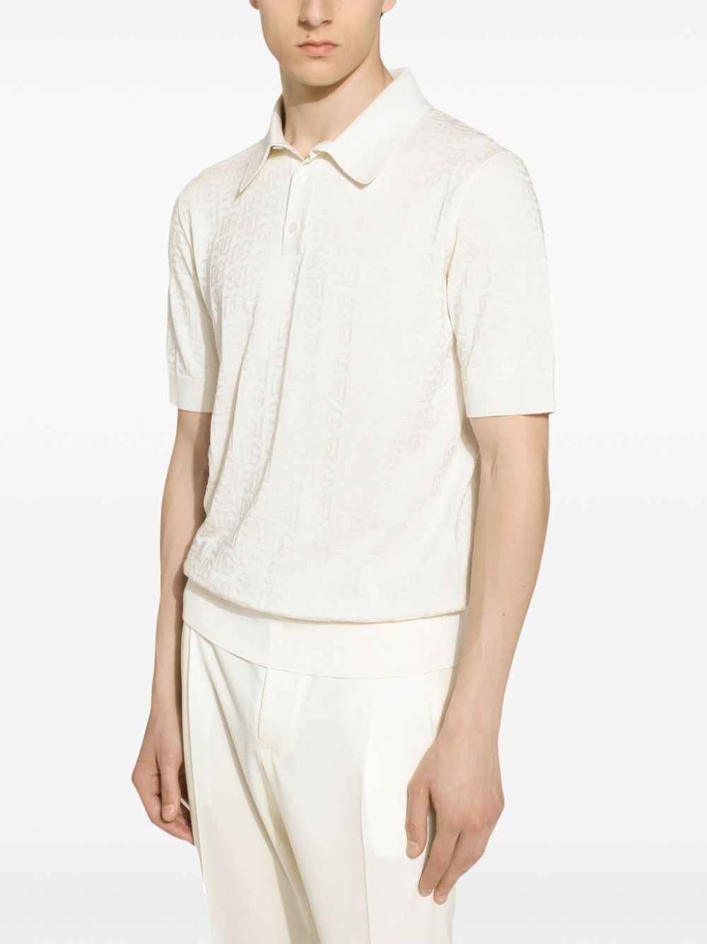monogram-jacquard silk polo shirt - 4