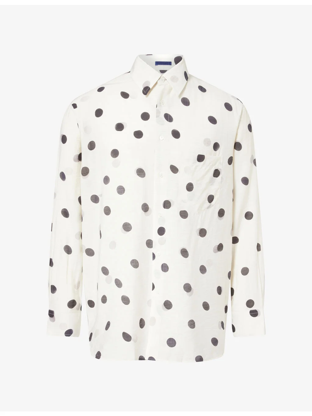 Polka-Dot Semi-Sheer Wool-Blend Shirt - 1
