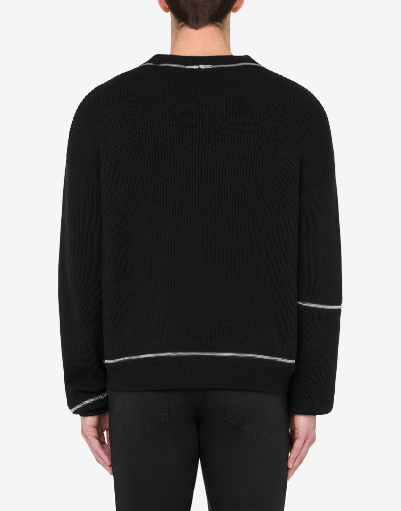 RIBBED WOOL JUMPER WITH ZIP 3