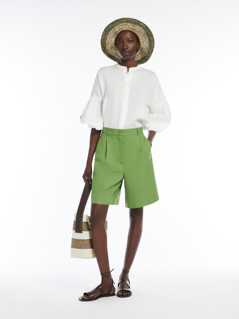 WEEKEND Max Mara ECUBA Cotton and linen flared Bermuda shorts outlook