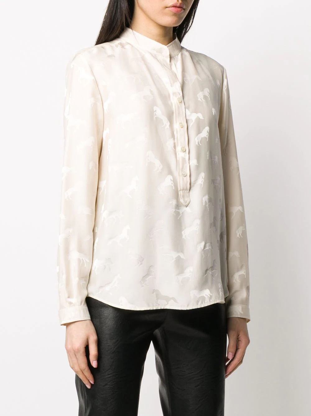 jacquard-woven horse shirt - 3