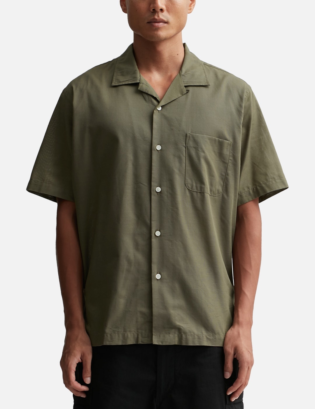 OPEN COLLAR PANAMA SHORT SLEEVE SHIRT - 3