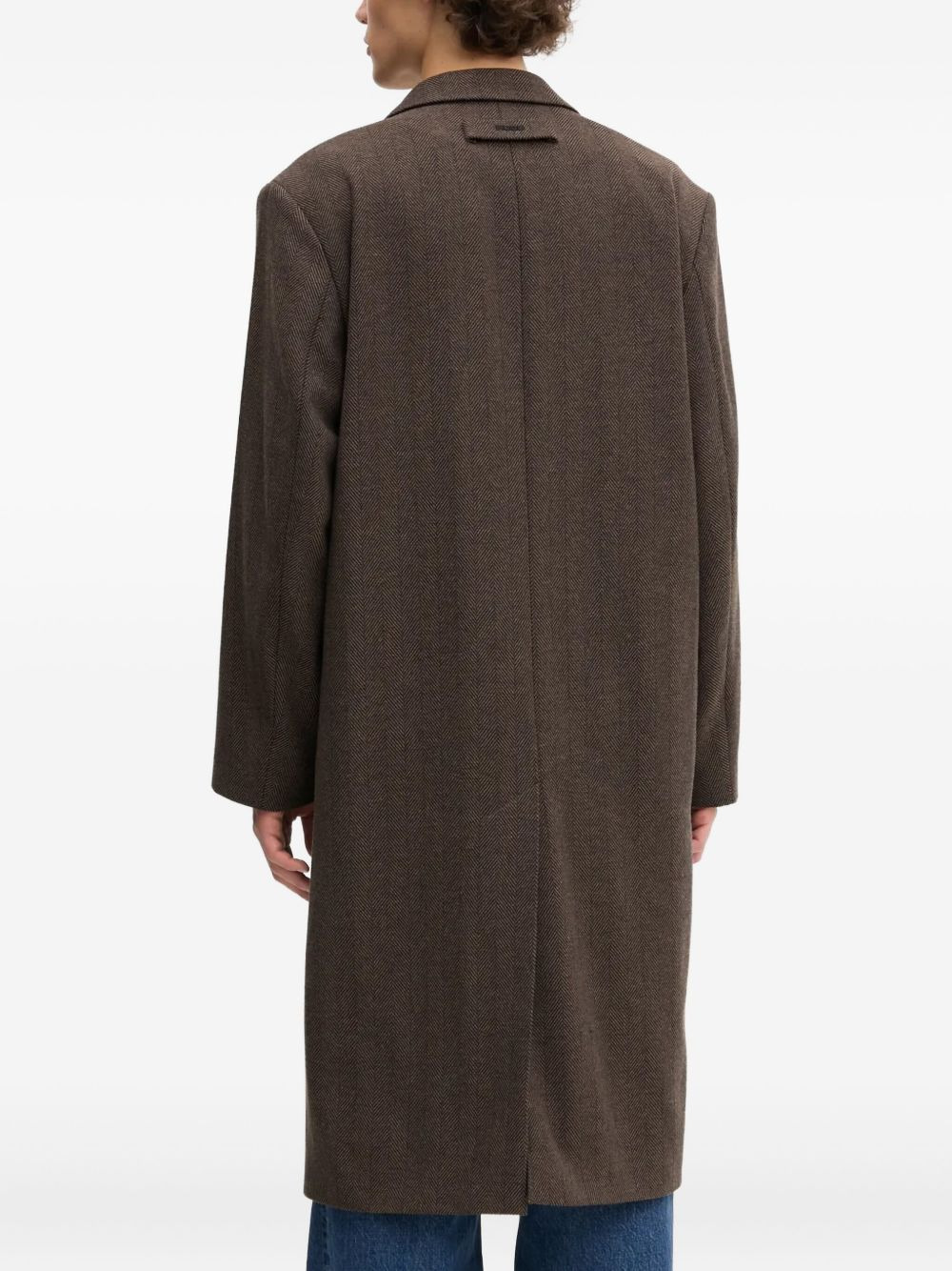 herringbone single-breasted coat - 4