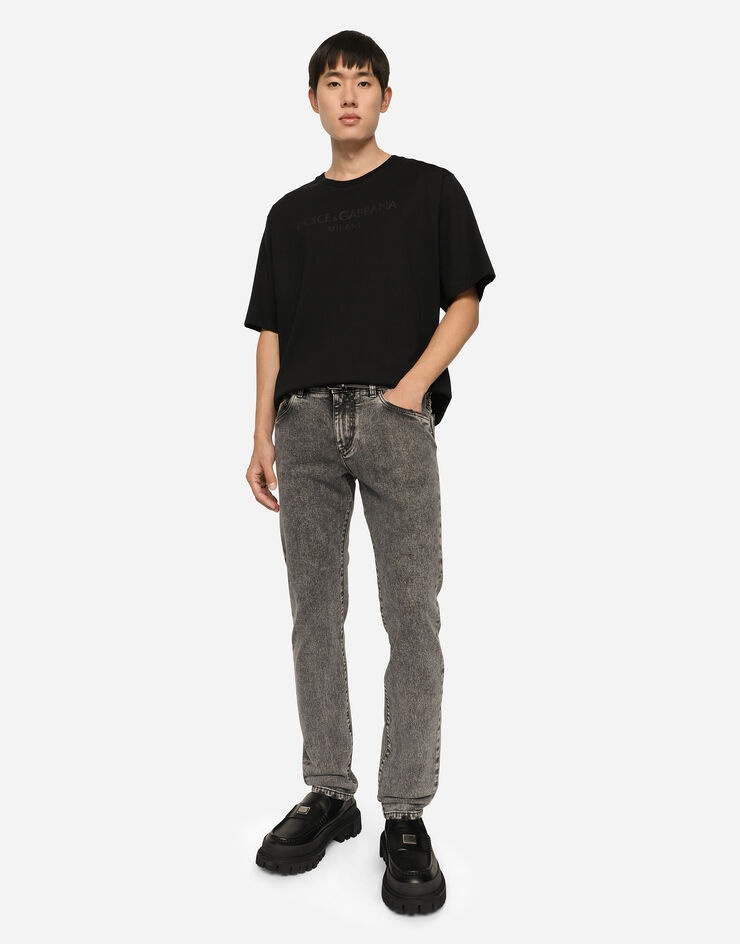 Light gray wash slim-fit stretch jeans - 5