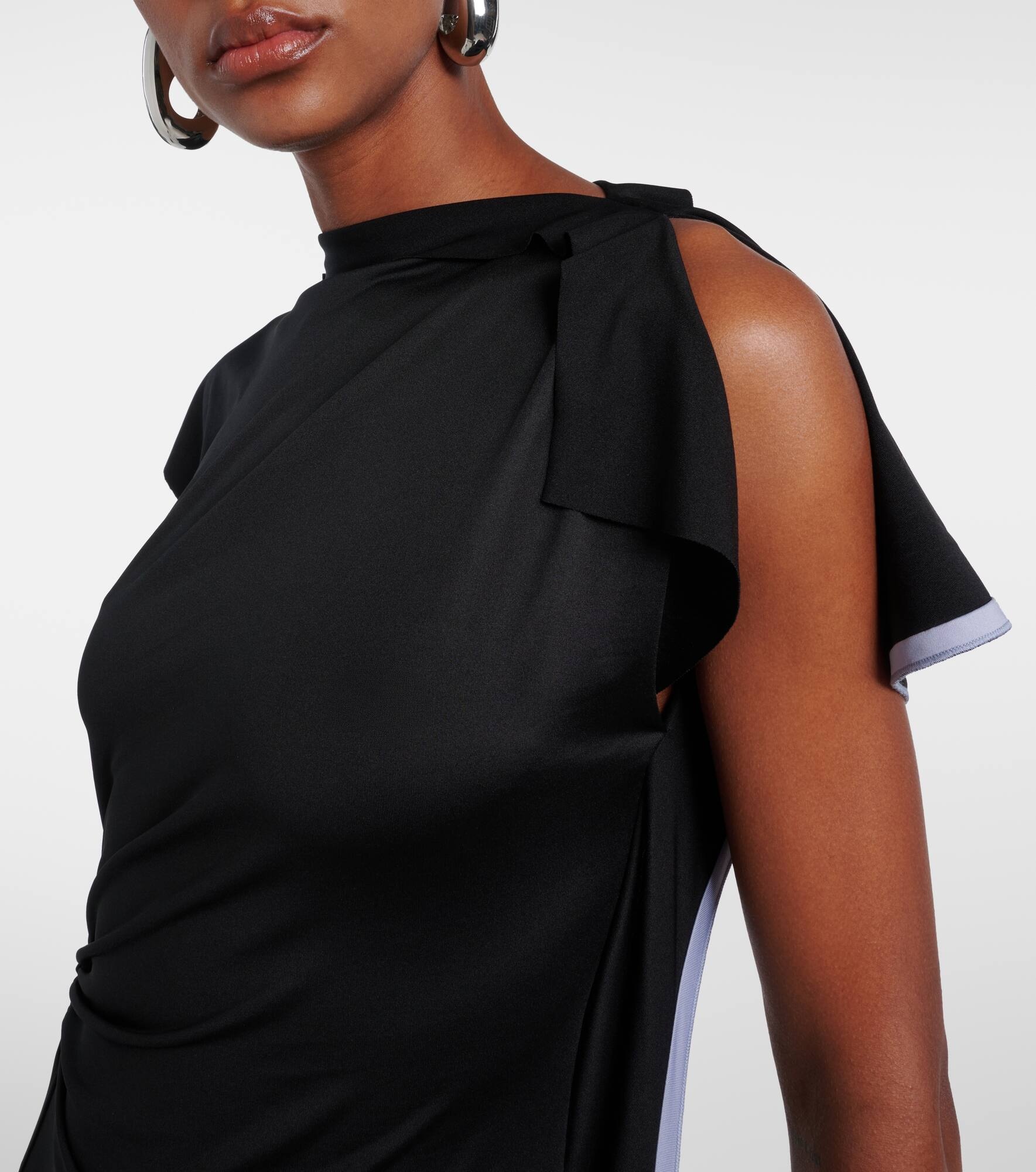 Draped asymmetric midi dress - 4