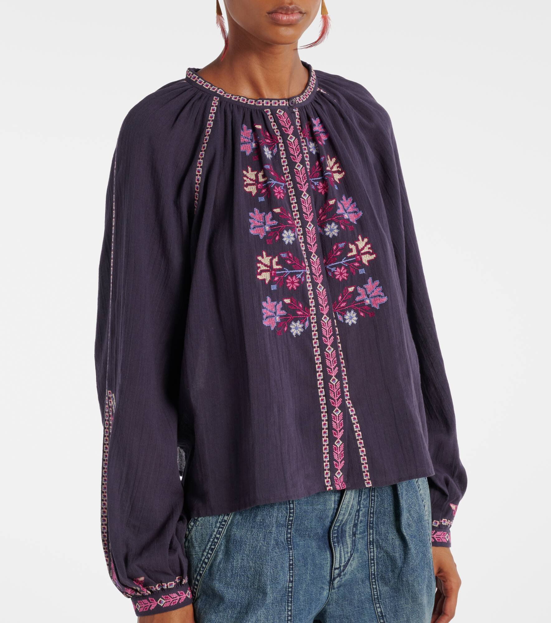 Lynne embroidered cotton blouse - 6