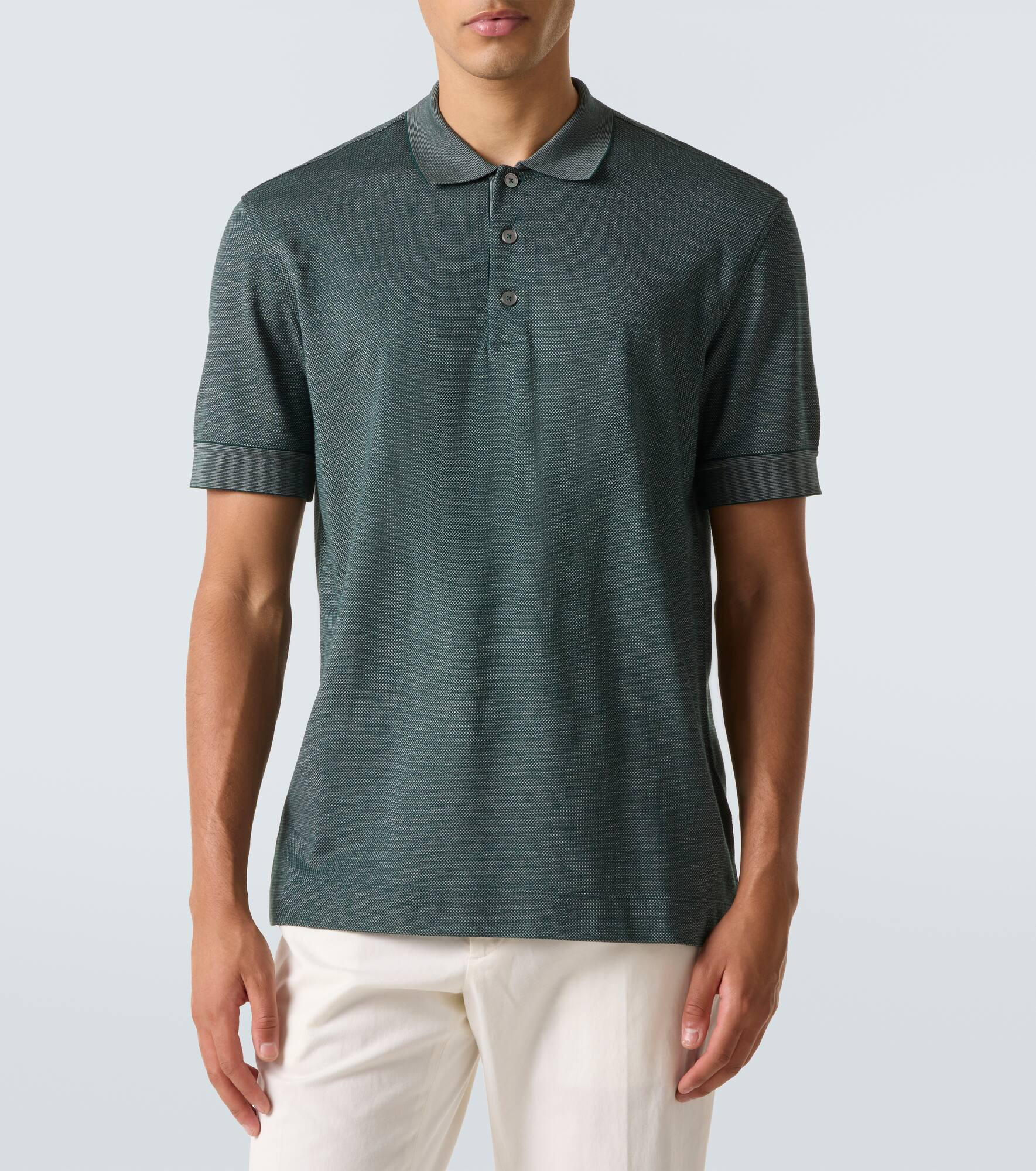 Cotton and silk polo shirt - 3