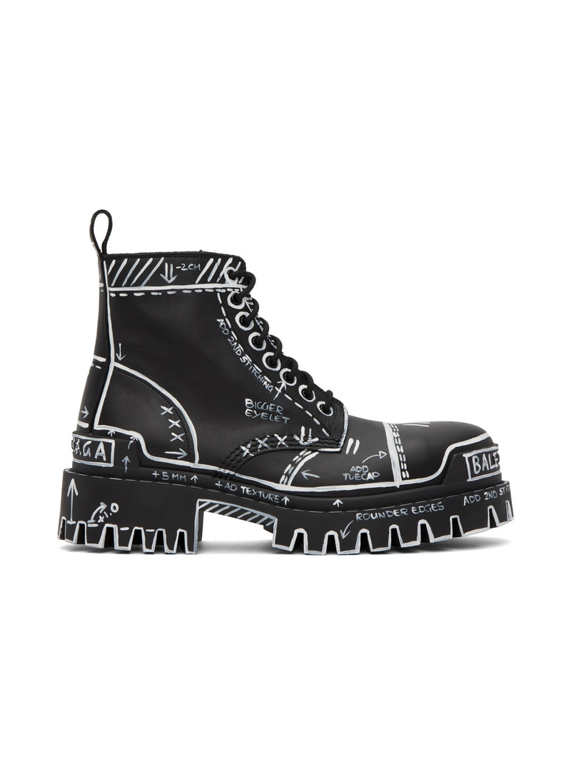 sketch-print leather ankle boots 1