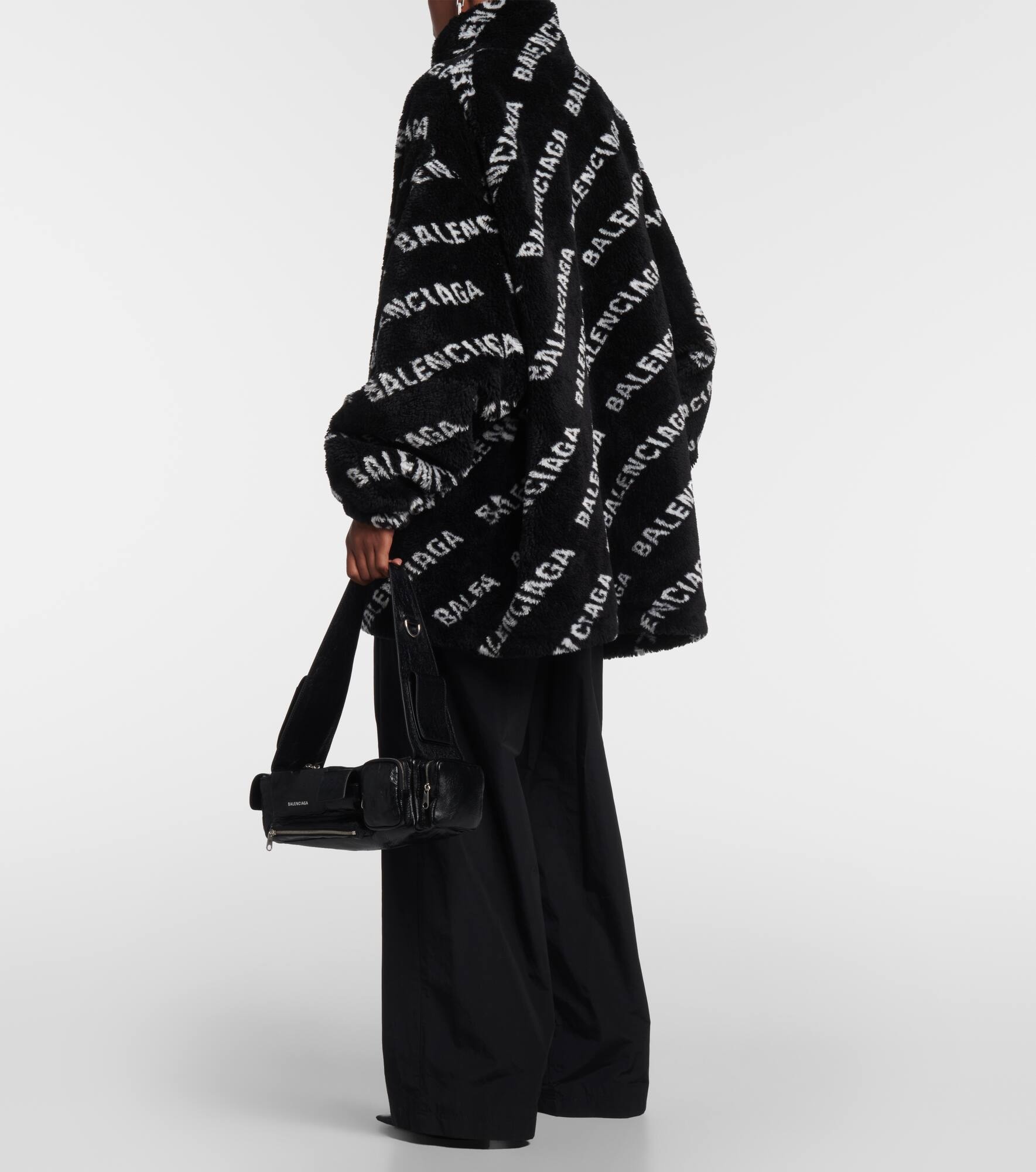 Logo faux fur jacket - 3
