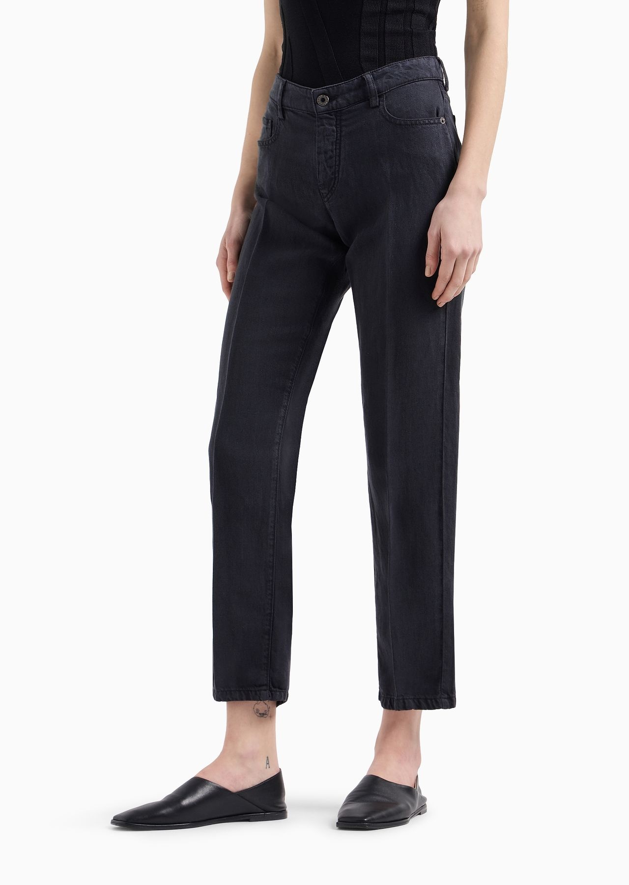 ASV J04 mid-rise straight-leg trousers in garment-dyed denim-effect linen-Lyocell blend - 2