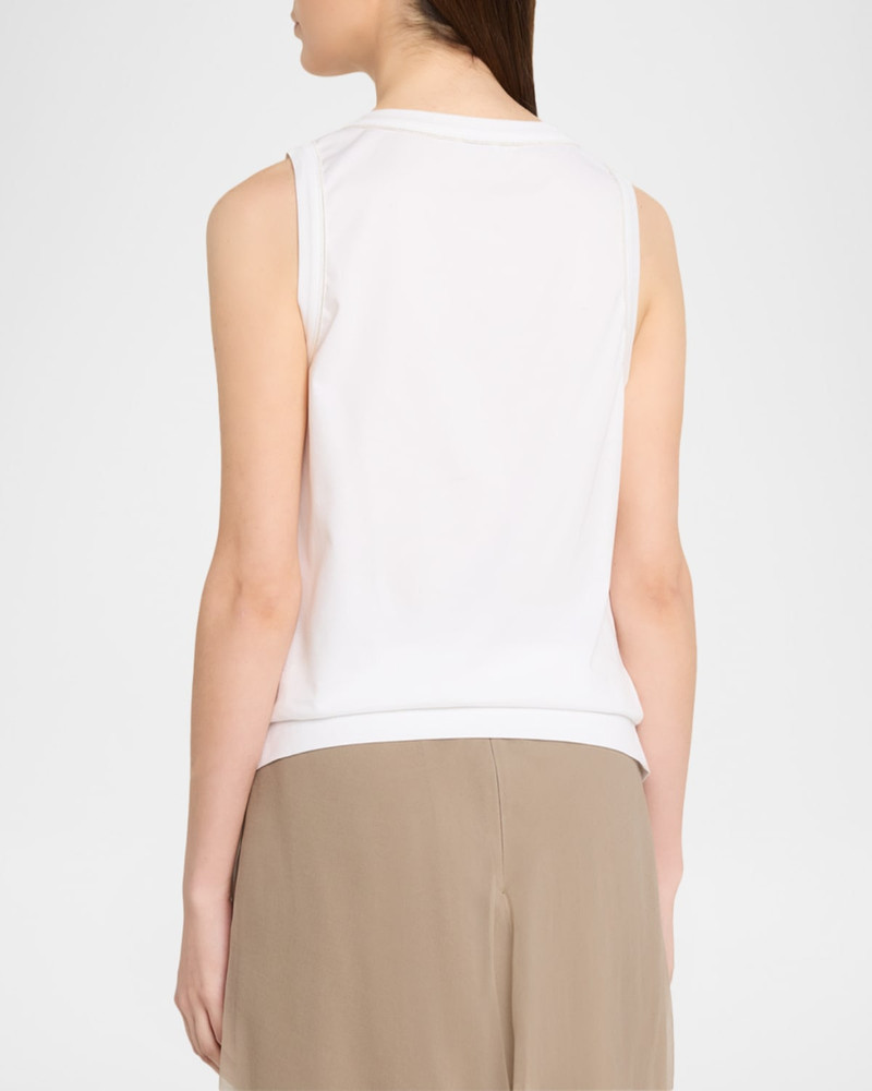 Metallic Stitched Scoop-Neck Cotton Stretch Tank Top 3