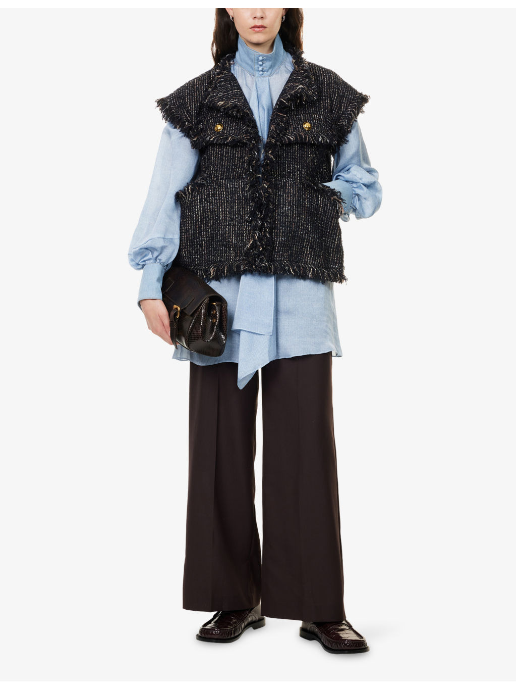 Fringed Sleeveless Wool-Blend Jacket - 2