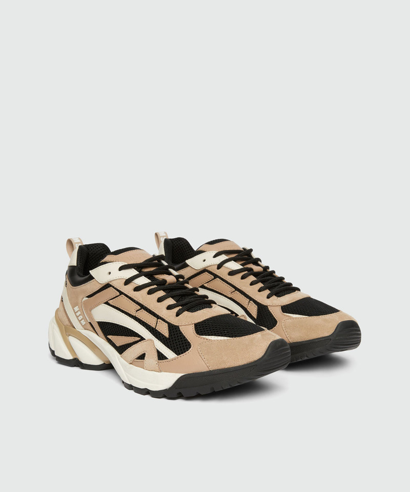 MSGM Smooth leather, suede and mesh Vulcano sneakers outlook