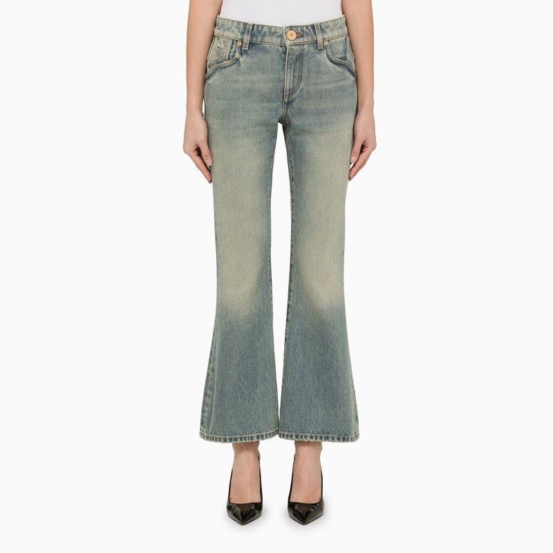 Washed-effect cropped denim jeans - 1