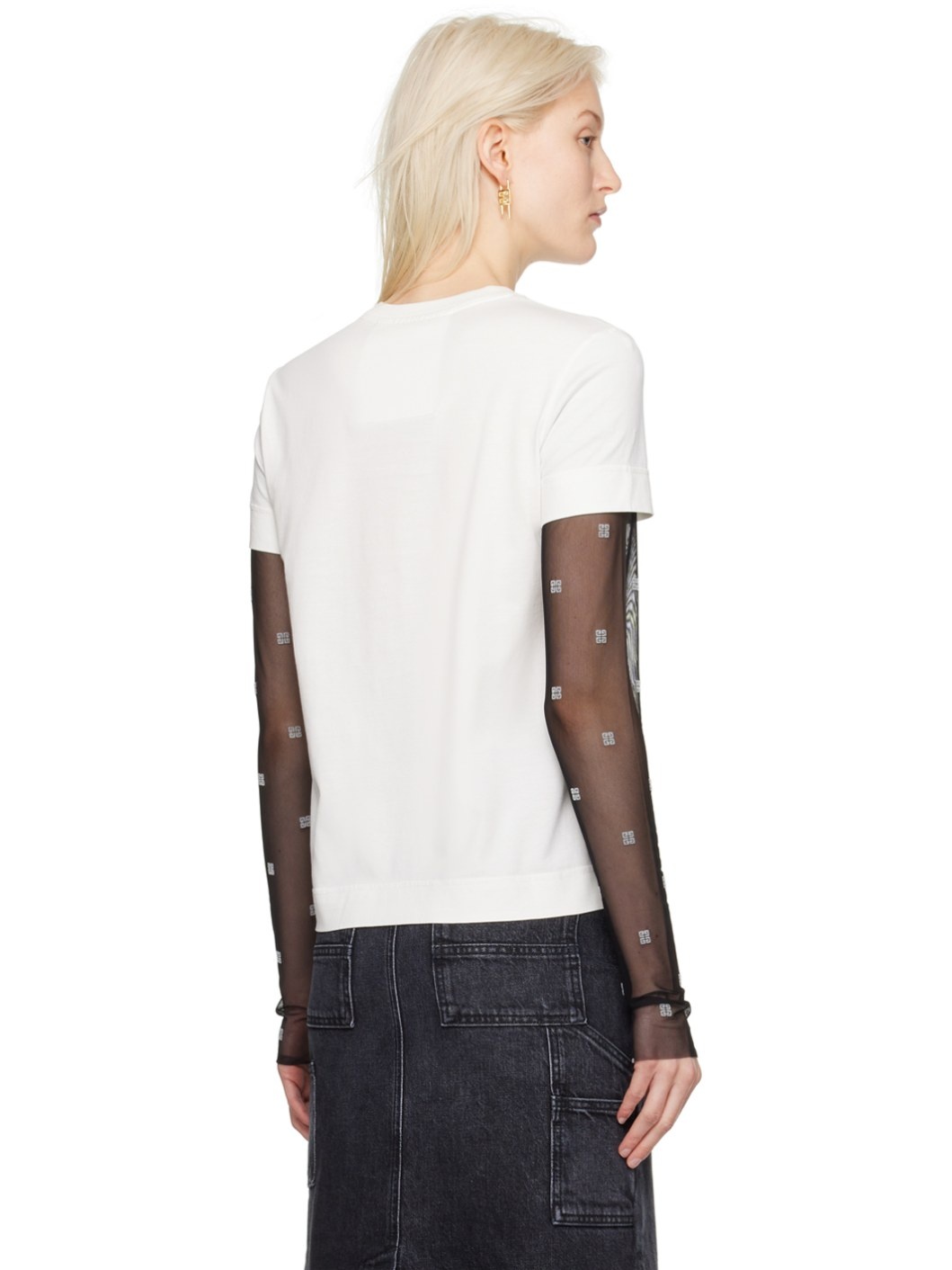 White & Black Layered Long Sleeve T-Shirt - 3