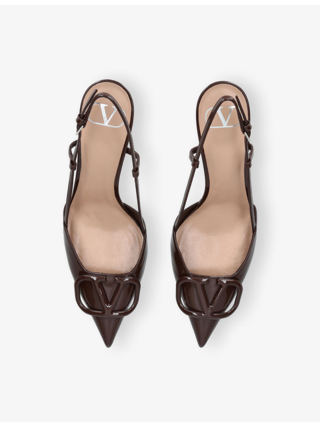 VLogo Signature 80 Patent-Leather Slingback Courts - 2