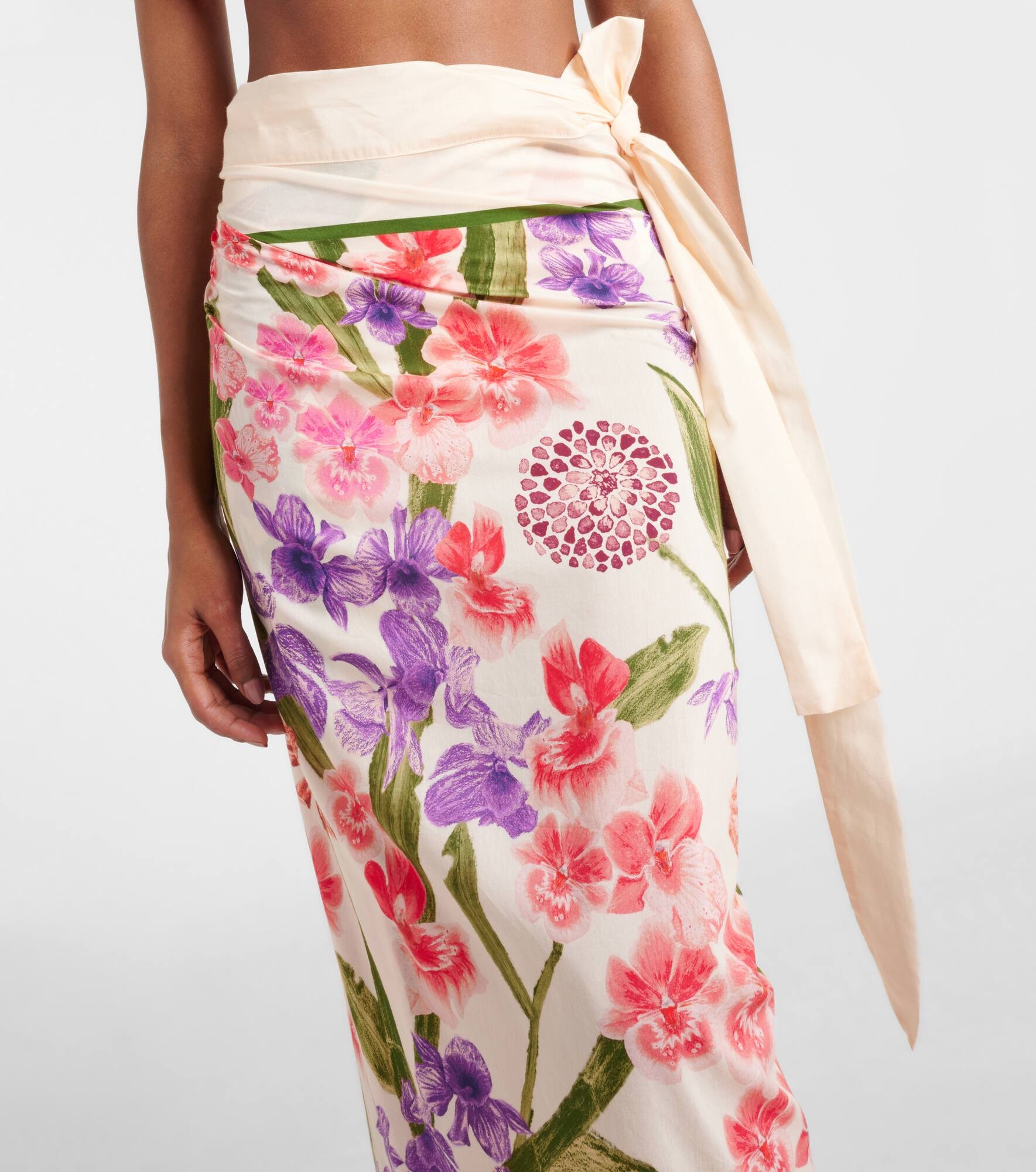 Floral cotton and silk beach cover-up - 4