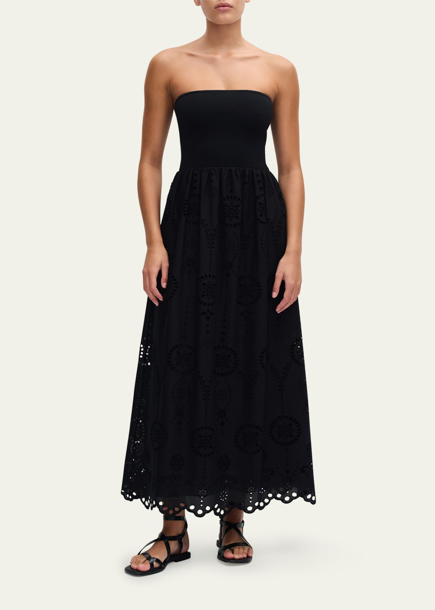 Strapless Knit Broderie Dress - 2