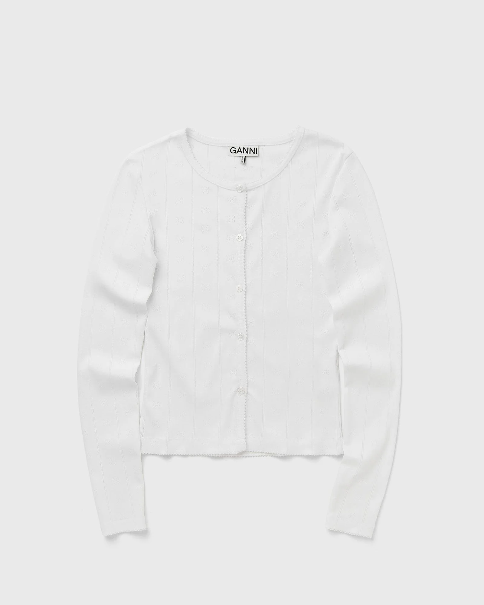 Compact pointelle rib jersey LS Button top - 1