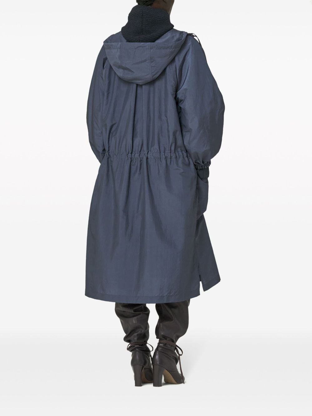 hooded single-breasted raincoat - 3