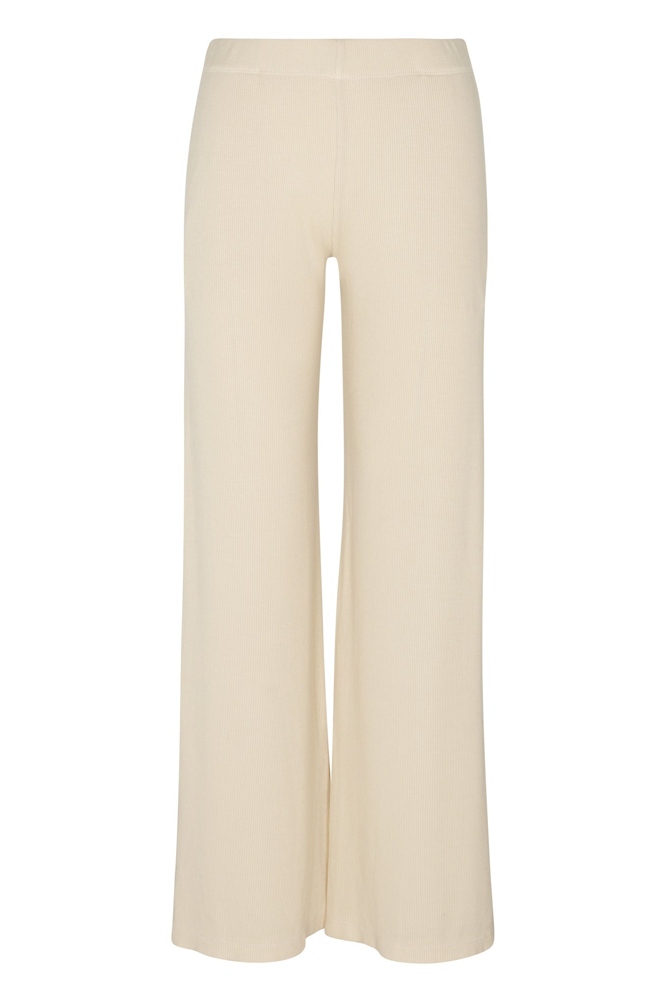 VINTAGE WHITE RIB WIDE LEG PANTS - 5