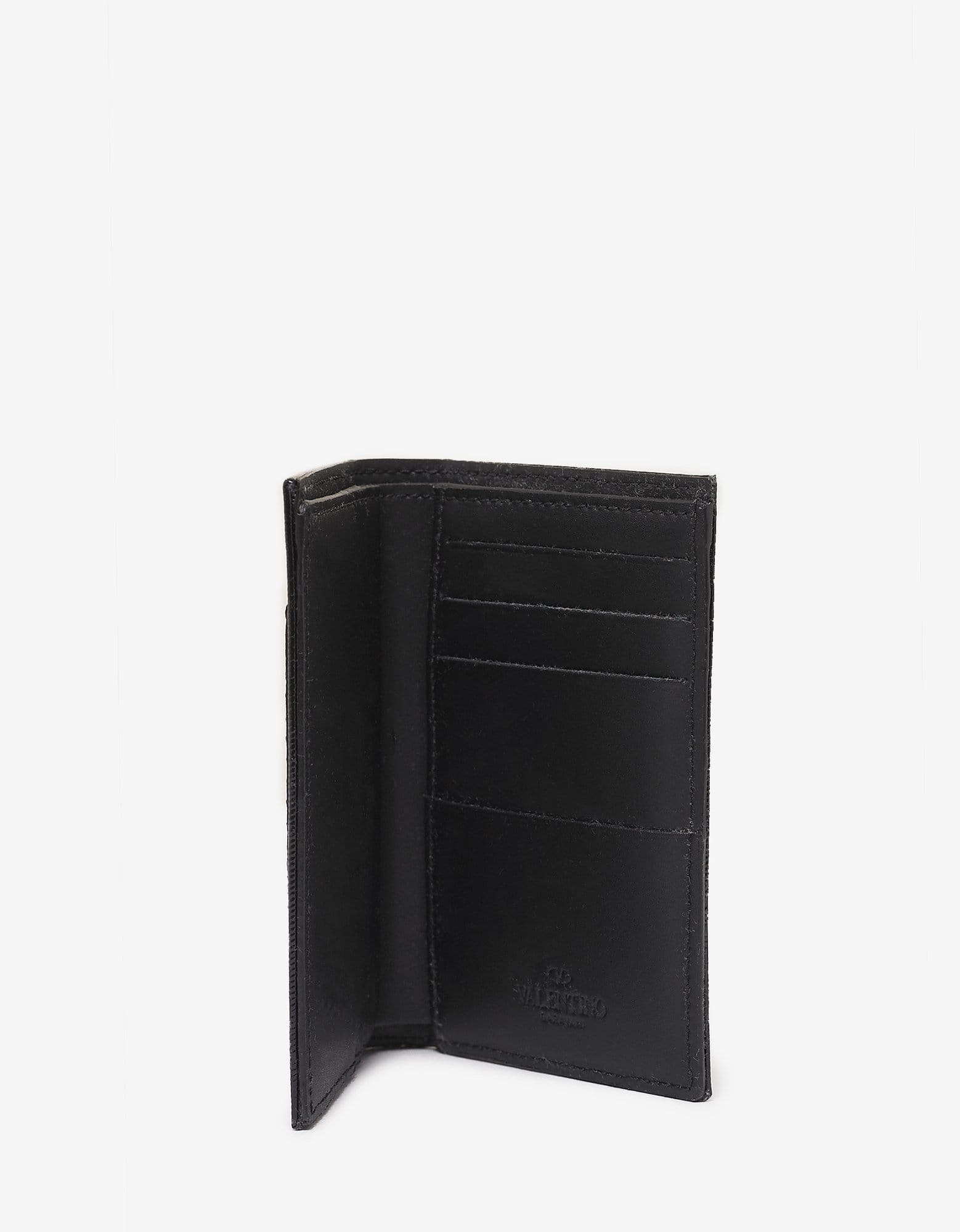 Black Patent Leather VLTN Card Wallet - 4
