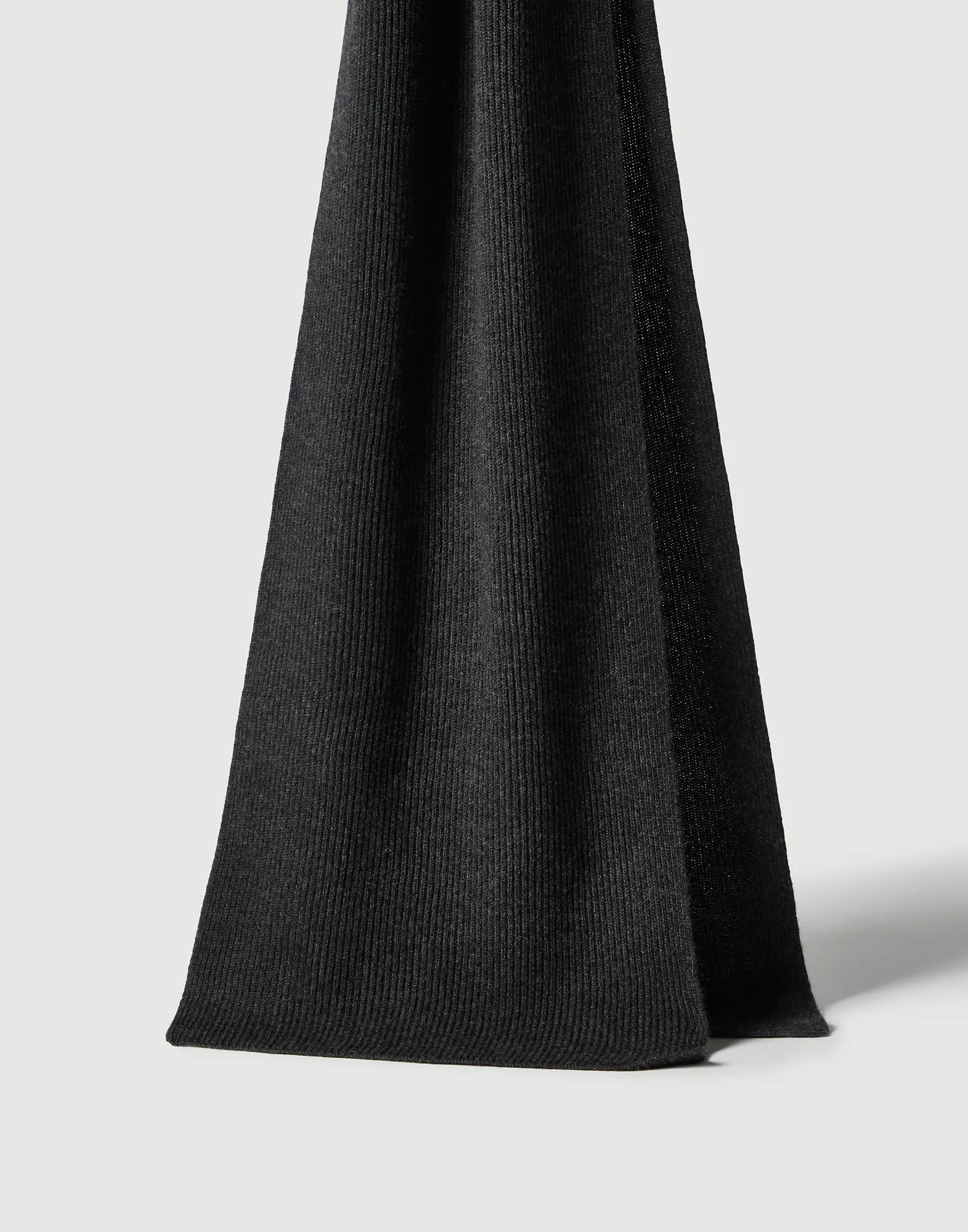 Cashmere English rib knit scarf - 1