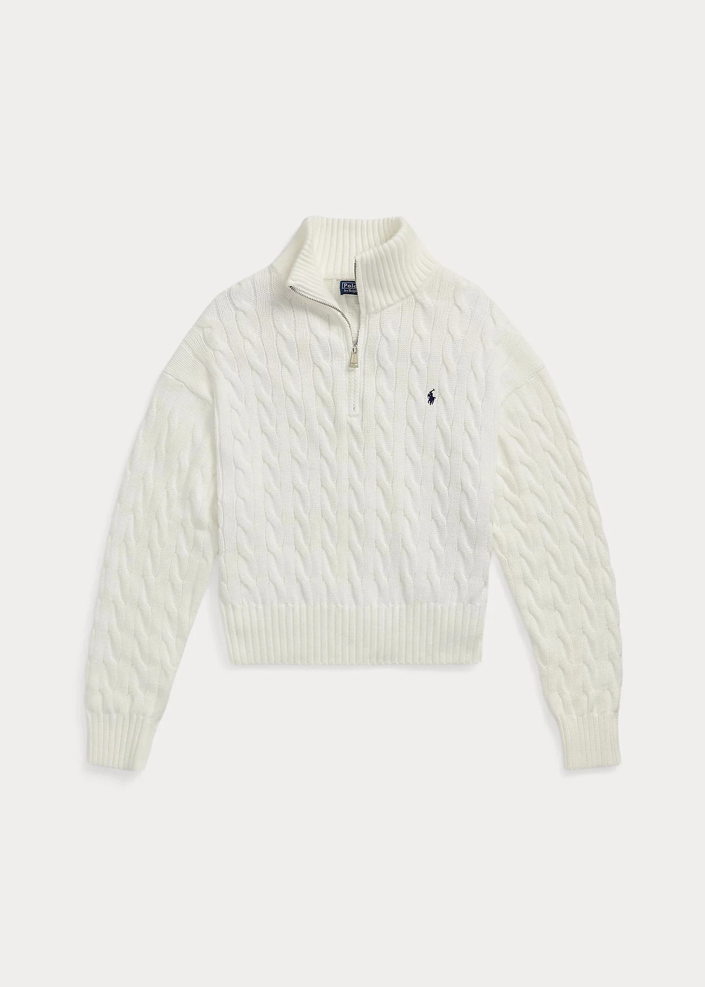 Cable-Knit Cotton Quarter-Zip Sweater - 1