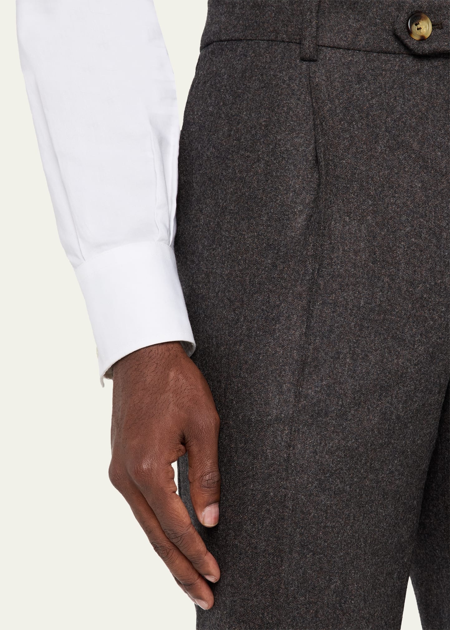 Men's Wool Flannel Single-Pleated Pants - 5
