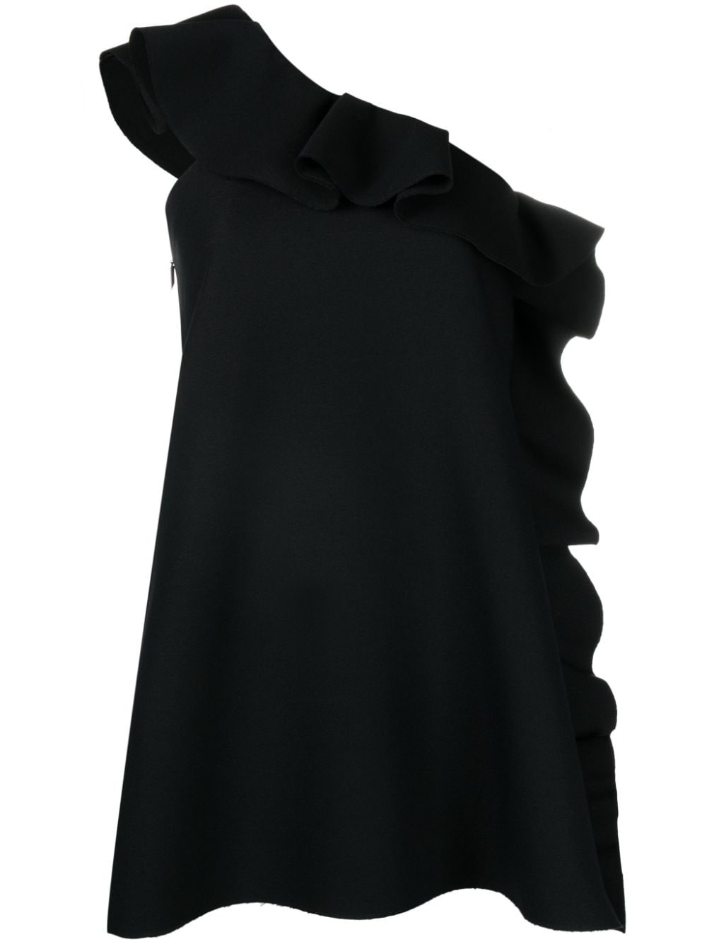 ruffle-trim asymmetric minidress - 1