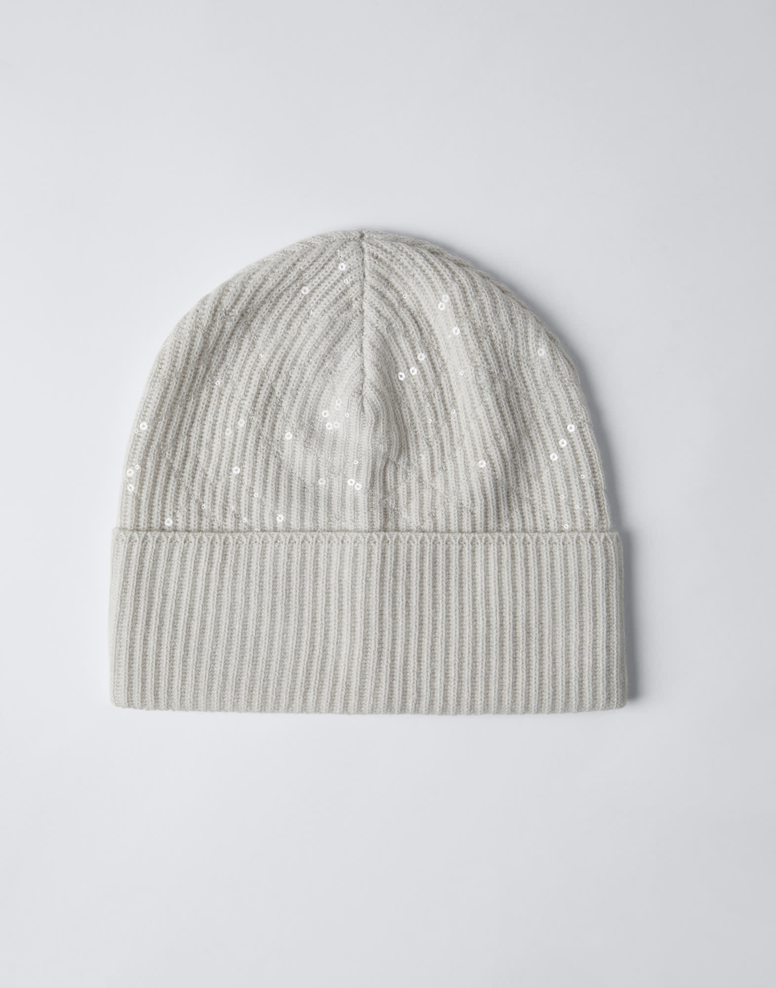Cashmere English rib beanie with dazzling embroidery - 1
