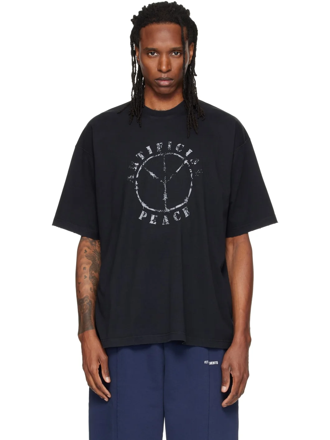 Black 'Artificial Peace' Oversized T-shirt - 1