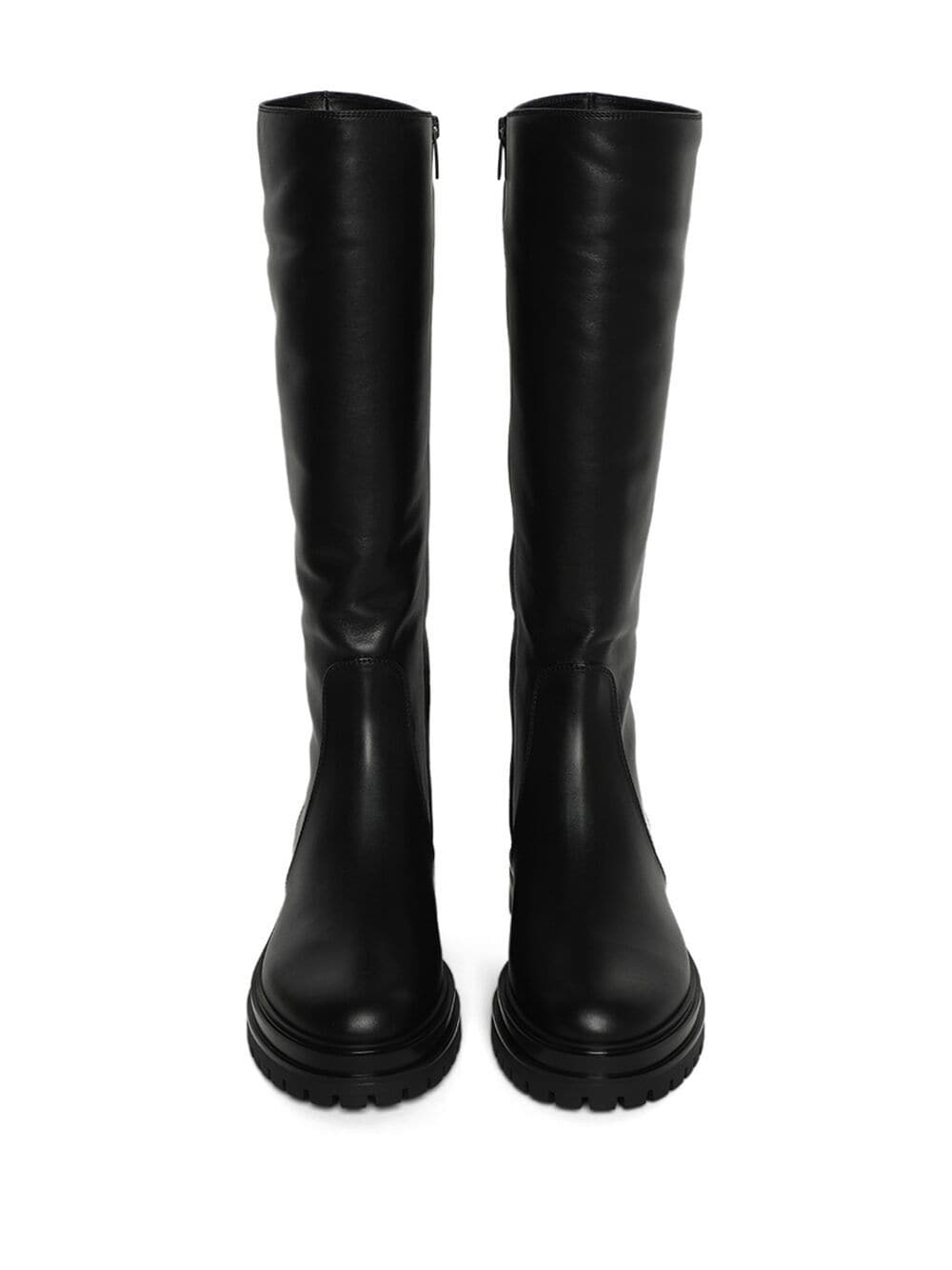 knee-length leather boots - 3